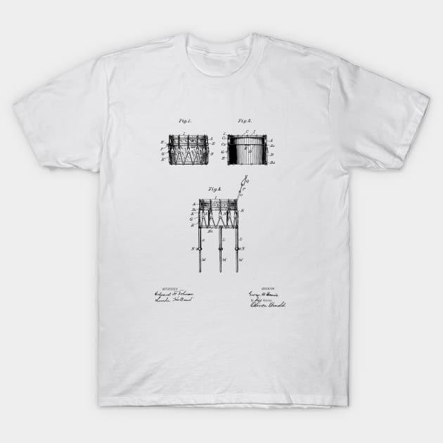 Snare Drum Vintage Patent Drawing T-Shirt by skstring